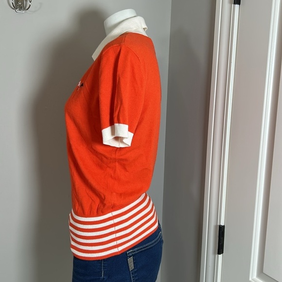 TORY SPORT Cashmere Polo Sweater Performance Poppy Red Short Sleeve Sz XL - Picture 5 of 9